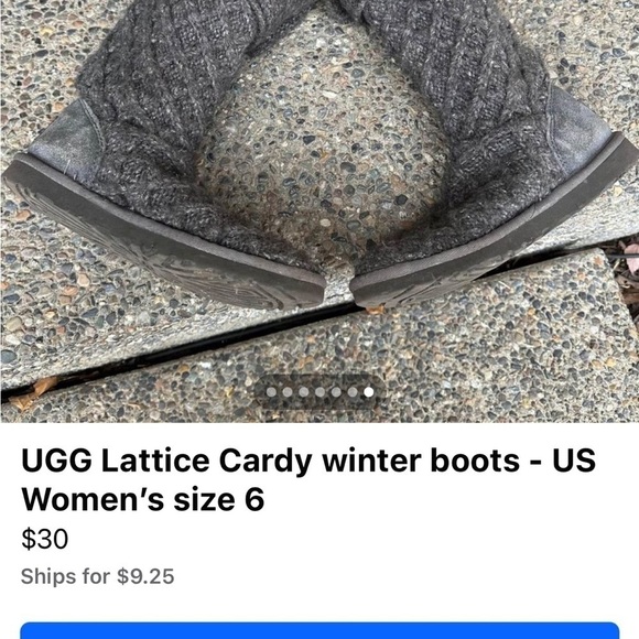 UGG Lattice Cardy Boots gray women’s size 6 knit fold over cozy slipper boots - Picture 7 of 8